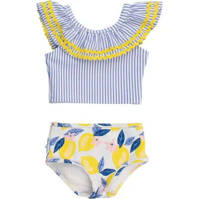Rufflebutts Babies'  Upf50 Ric Rac Ruffle Tankini In Blue