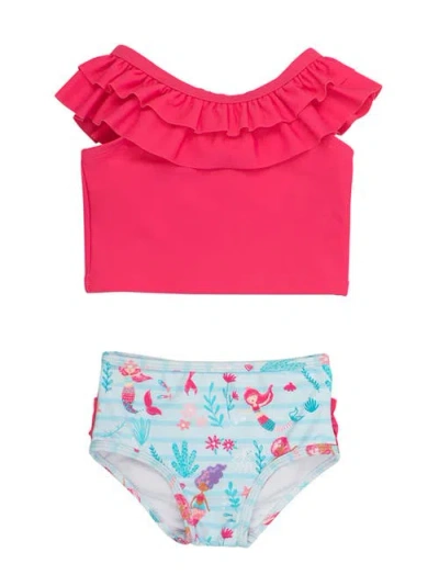 Rufflebutts Kids'  Upf50 Sun Protected Ruffle Tankini In Blue