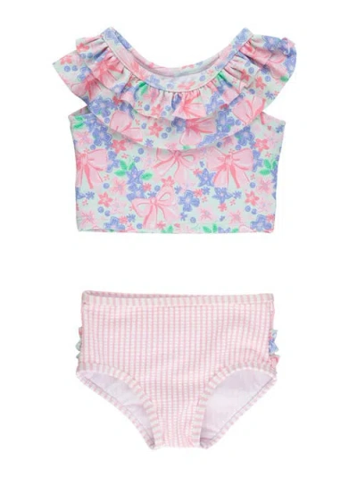Rufflebutts Kids'  Upf50 Sun Protected Ruffle Tankini In Pink