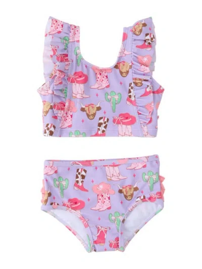 Rufflebutts Kids'  Upf50 Waterfall Tankini In Purple