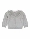 Rufflebutts Women's Sweater Knit Ruffle Trim Cardigan In Heather Gray In Grey