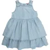 Rufflebutts Babies'  Woven Bow Jumper Dress In Blue