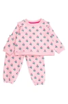 Rufflebutts Zinnia Meadows Cotton Sweatshirt & Sweatpants Set In Pink