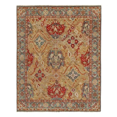 Rug & Kilim 17th Century Oushak Rug In Brown, Blue And Red Florals By  In Blue;brown;red;beige;gold