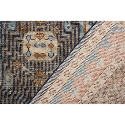 Rug & Kilim 's 17th Century  Rug In Blue And Salmon Garden Design In Beige,blue,gray,salmon