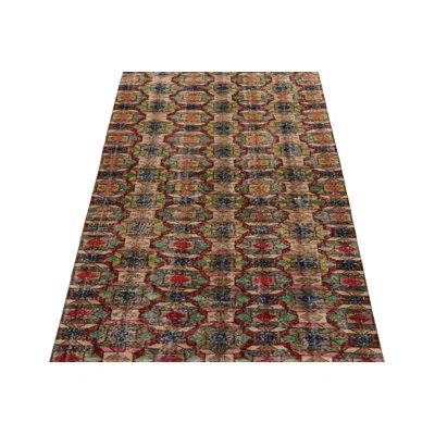 Rug & Kilim 1960s Distressed Vintage Rug In Multicolor Geometric Pattern In Blue;brown;red;beige;green