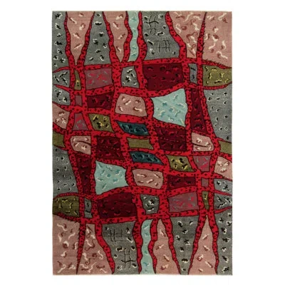 Rug & Kilim 1960s Hand-knotted Vintage Rug, Red, Blue, Beige-brown Mid-century Modern Style In Blue;brown;red