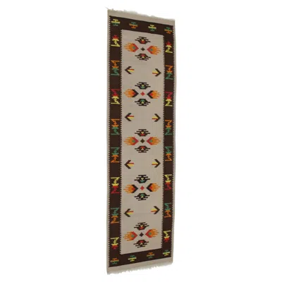 Pre-owned Rug & Kilim 1960s Midcentury Wool Kilim Rug In Brown