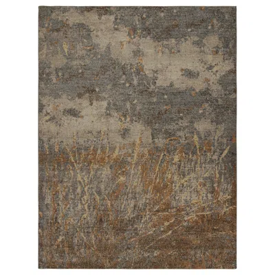 Pre-owned Rug & Kilim 's Abstract Distressed Rug With Geometric Pattern In Gray