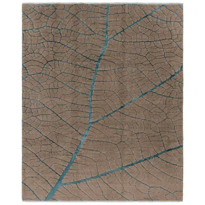 Pre-owned Rug & Kilim 's Abstract Rug In Beige-brown With Blue Geometric Patterns