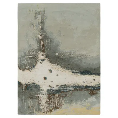 Pre-owned Rug & Kilim 's Abstract Rug In Gray, White And Blue Patterns