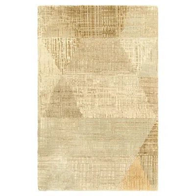 Pre-owned Rug & Kilim 's Abstract Rug With Beige-brown And Cream Geometric Patterns In White