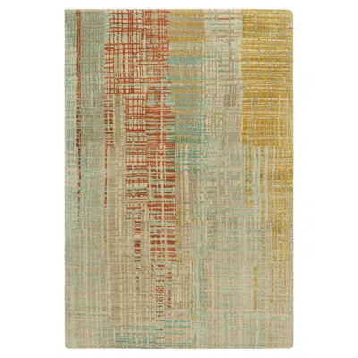 Pre-owned Rug & Kilim 's Abstract Rug With Polychromatic Striae And Geometric Patterns In Brown