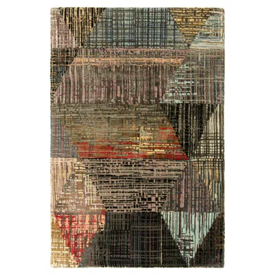 Pre-owned Rug & Kilim 's Abstract Rug With Polychromatic Striae And Geometric Patterns In Brown
