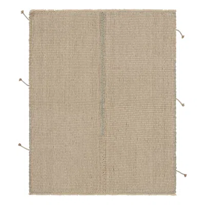 Pre-owned Rug & Kilim 's Accent Kilim, Beige Textural Stripes With Faded Green Accents