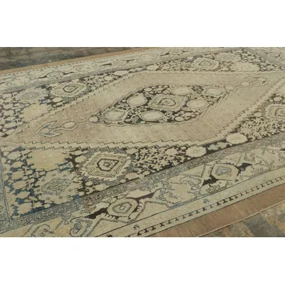 Rug & Kilim Antique Afghani Rug In Beige And Gray With Medallion - Rug And Kilim In Neutral
