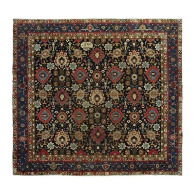Rug & Kilim Antique Karabagh Rug, Dense Medallion Lattice In Midnight And Crimson -  In Beige,brown,gold,green