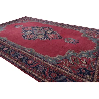 Rug & Kilim Antique Turkish Isparta Rug With Red Open Field And Medallion | Rug And Kilim In Blue;brown;red;beige;green