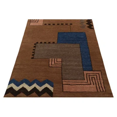 Rug & Kilim Art Deco Rectangle Hand Knotted Wool Area Rug In Blue;black;brown;red;white