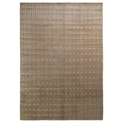 Pre-owned Rug & Kilim 's Art Deco Style Rug In Green And Beige Geometric Pattern