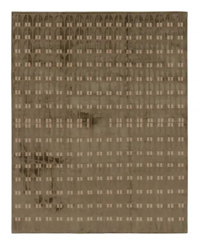 Pre-owned Rug & Kilim 's Austrian Art Deco Custom Rug Design, Brown Tones “portico”