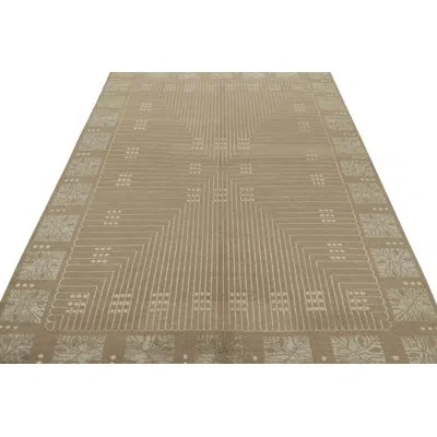 Rug & Kilim 's Austrian Art Deco Style Rug In Beige-brown With Geometric Patterns In Brown;beige;green