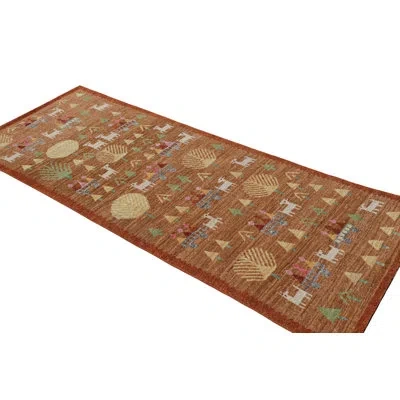 Rug & Kilim Burano Hand Knotted Wool Area Rug In Beige;yellow;pink;orange;green
