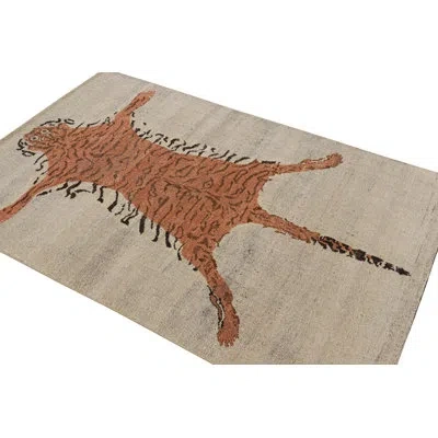 Rug & Kilim Burano Hand Knotted Wool Area Rug In Black;brown;beige;orange