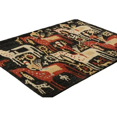 Rug & Kilim Burano Hand Knotted Wool Area Rug In Black;brown;red;beige;yellow;cream