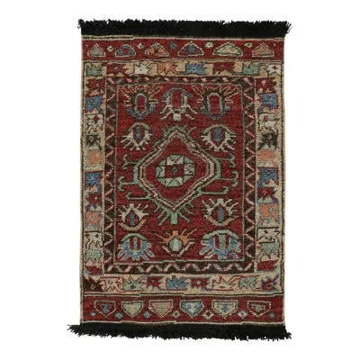 Rug & Kilim Burano Hand Knotted Wool Area Rug In Blue;black;red;green