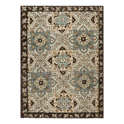 Rug & Kilim Burano Hand Knotted Wool Area Rug In Blue;brown;beige;yellow
