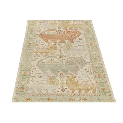 Rug & Kilim Burano Hand Knotted Wool Area Rug In Blue;brown;red;beige;gold