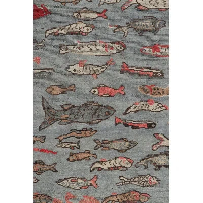 Rug & Kilim Burano Hand Knotted Wool Area Rug In Blue;brown;red;beige;pink;gray