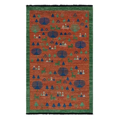 Rug & Kilim Burano Hand Knotted Wool Area Rug In Blue;orange;green