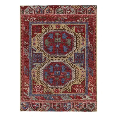 Rug & Kilim Burano Hand Knotted Wool Area Rug In Blue;red;gold;green