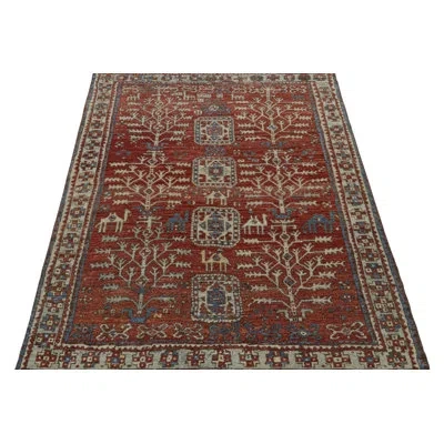 Rug & Kilim Burano Rectangle Hand Knotted Wool Area Rug In Blue;brown;red;beige;green