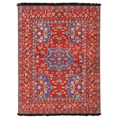 Rug & Kilim 's Burano Red And Blue Wool Floral Rug In Blue;red;beige;green
