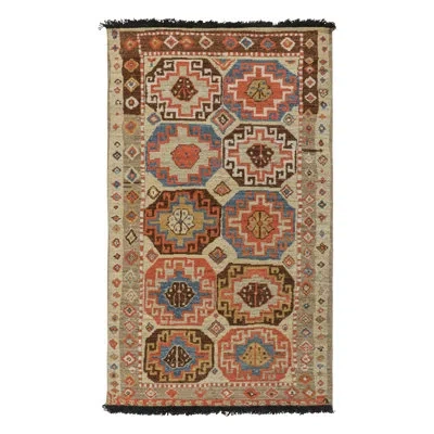 Rug & Kilim Burano Runner Hand Knotted Wool Area Rug In Blue;brown;red;beige