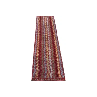 Rug & Kilim Burano Runner Hand Knotted Wool Area Rug In Blue;red;gold;green