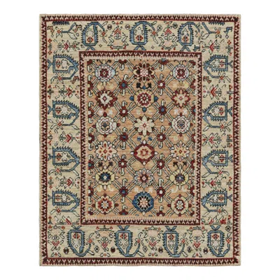 Pre-owned Rug & Kilim 's Caucasian Kuba Style Rug In Beige-brown With Floral Patterns