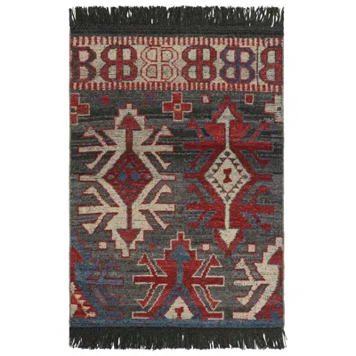 Pre-owned Rug & Kilim 's Caucasian Tribal Rug In Gray With Geometric Patterns