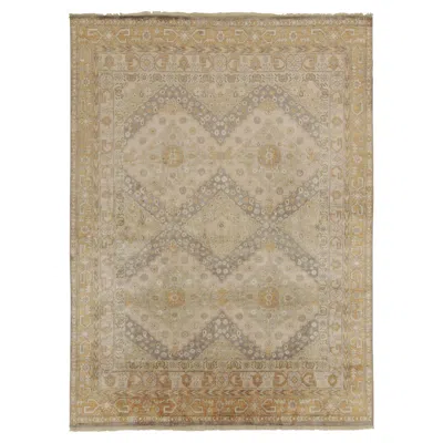 Pre-owned Rug & Kilim 's Classic Khotan Style Rug In Beige & Gold Diamonds, Floral Patterns In Brown