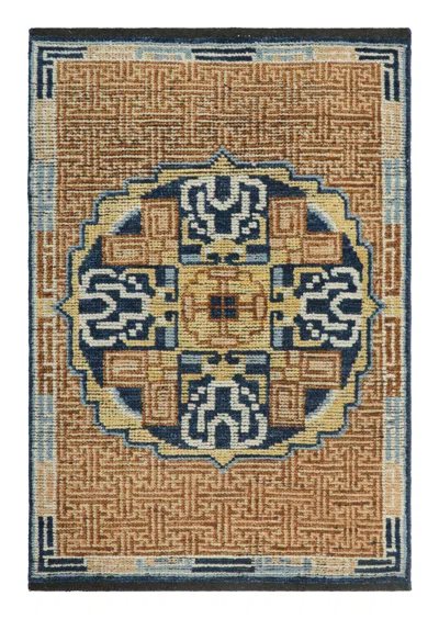 Pre-owned Rug & Kilim Classic Oriental Style Rug Brown Chinese Kangxi Geometric Medallion