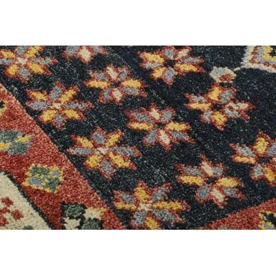 Rug & Kilim 's Classic Oriental Style Rug With Navy And Crimson Geometric Patterns In Brown;red;beige;gray;green