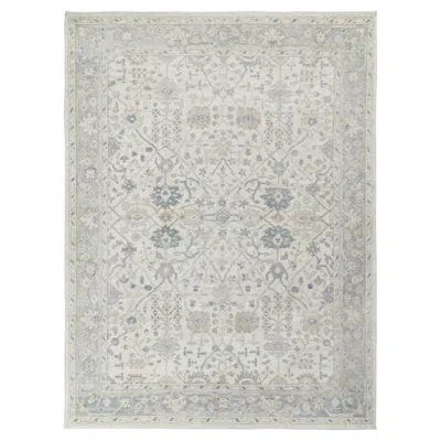Pre-owned Rug & Kilim 's Classic Style Custom Rug In All Over Gray, Blue Floral Pattern