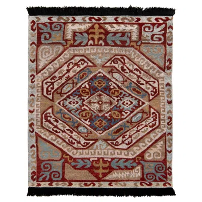 Pre-owned Rug & Kilim 's Classic Style Rug In Beige-brown And Red Tribal Pattern