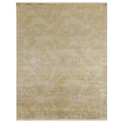 Pre-owned Rug & Kilim 's Classic Style Rug In Tan With Blue And Gold Floral Patterns