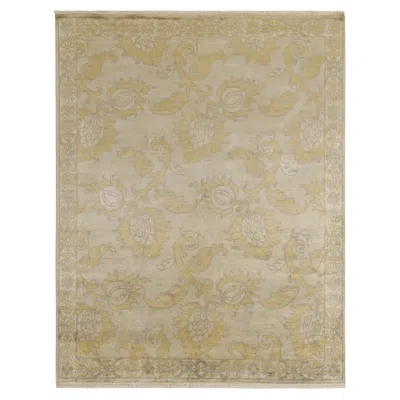 Pre-owned Rug & Kilim 's Classic Style Rug In Tan With Blue And Gold Floral Patterns