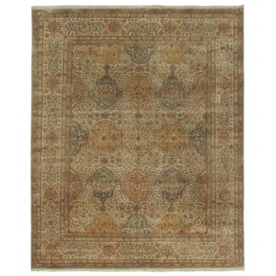 Pre-owned Rug & Kilim 's Classic Style Rug With Gold, Beige And Green Floral Patterns