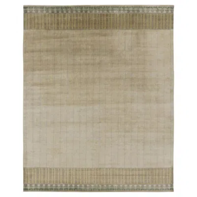 Pre-owned Rug & Kilim Contemporary Art Deco Style Geometric Beige Wool Rug By , India In Brown